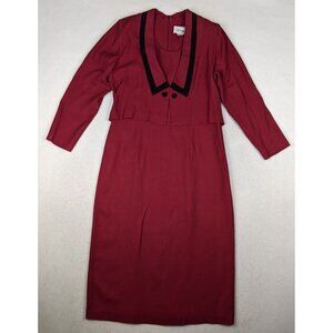 D.J. SUMMERS - VINTAGE 90S WOMEN'S RED LONG SLEEVE MIDI DRESS - SIZE 12P